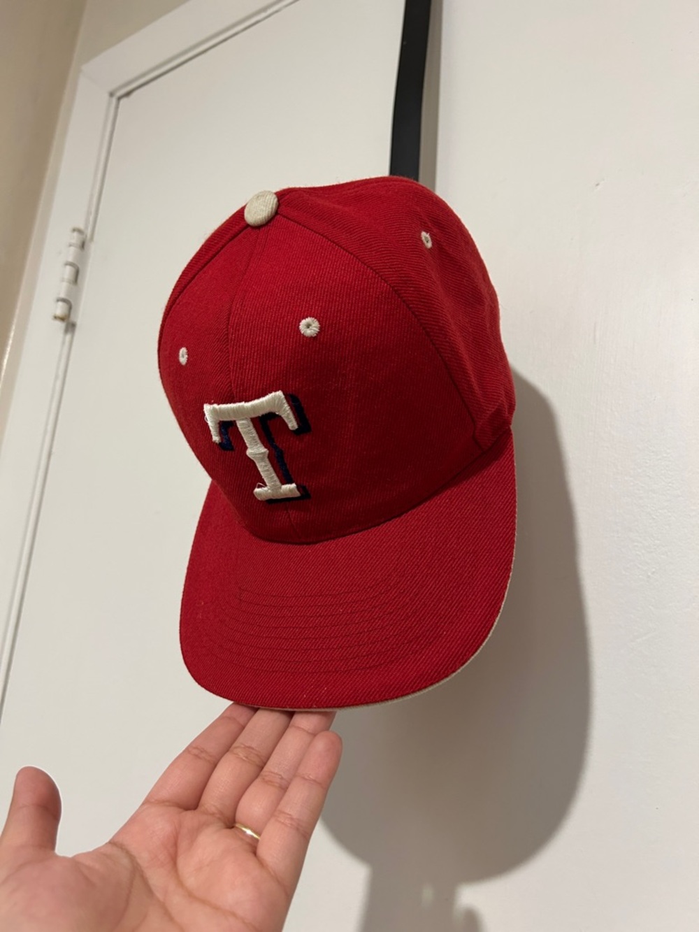 Red Texas Rangers baseball cap